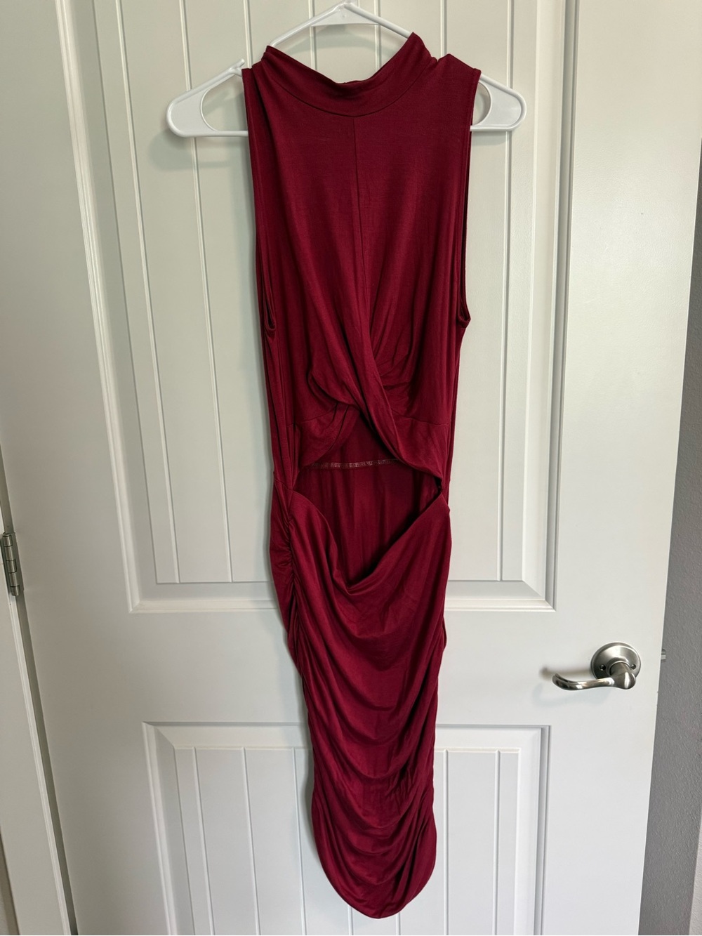 Amazon Sleeveless Twist-Front Wine Midi Dress